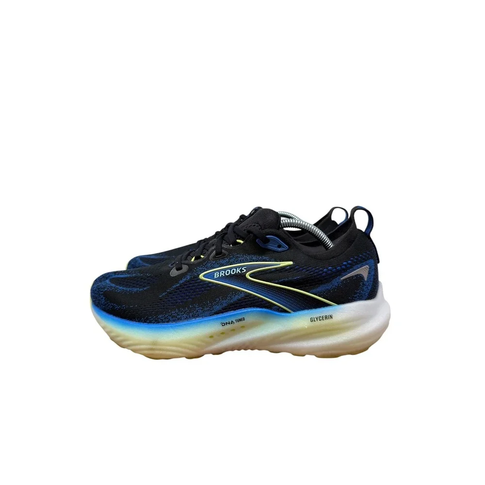 Brooks Glycerin Max Mens 10 Black Blue Yellow DNA Tuned Running Shoe 1104451D002
